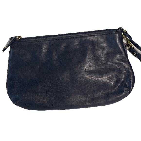 m341 Vintage Coach Black Leather Mini Wristlet Bag Card Cosmetic Travel Purse - Picture 4 of 7